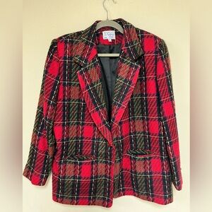 Plaid Red and Black Women's Blazer made in USA
